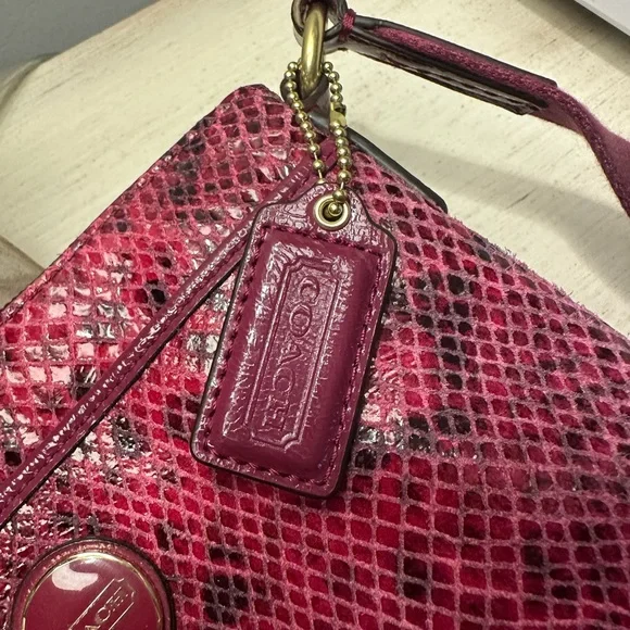 Coach Raspberry Python Leather Crossbody Bag - Picture 6 of 9